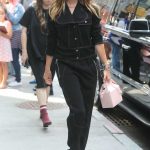 Debby Ryan in a Black Suit Leaves AOL Build Studios in NYC 08/07/2018