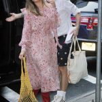 Debby Ryan in a Ling Summer Dress Arrives at Good Morning America Show in New York City 08/06/2018