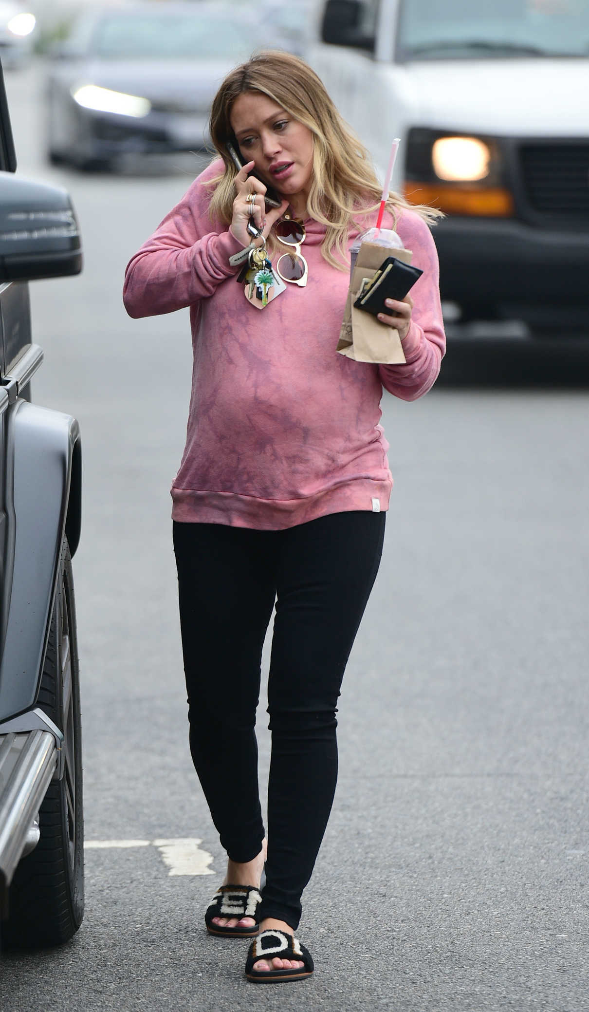 Hilary Duff in a Pink Hoody