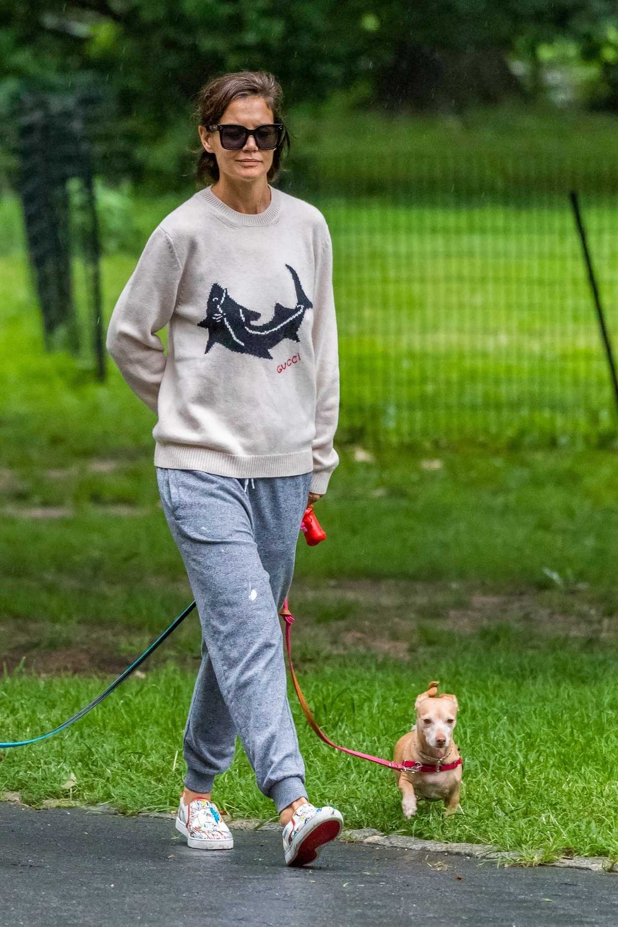 Katie Holmes in a Gucci Sweatshirt