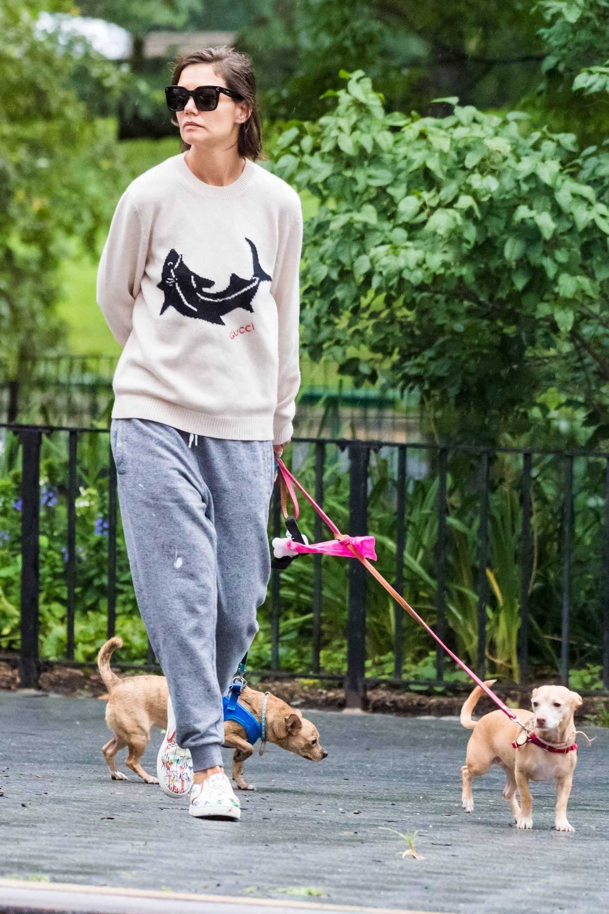 Katie Holmes in a Gucci Sweatshirt