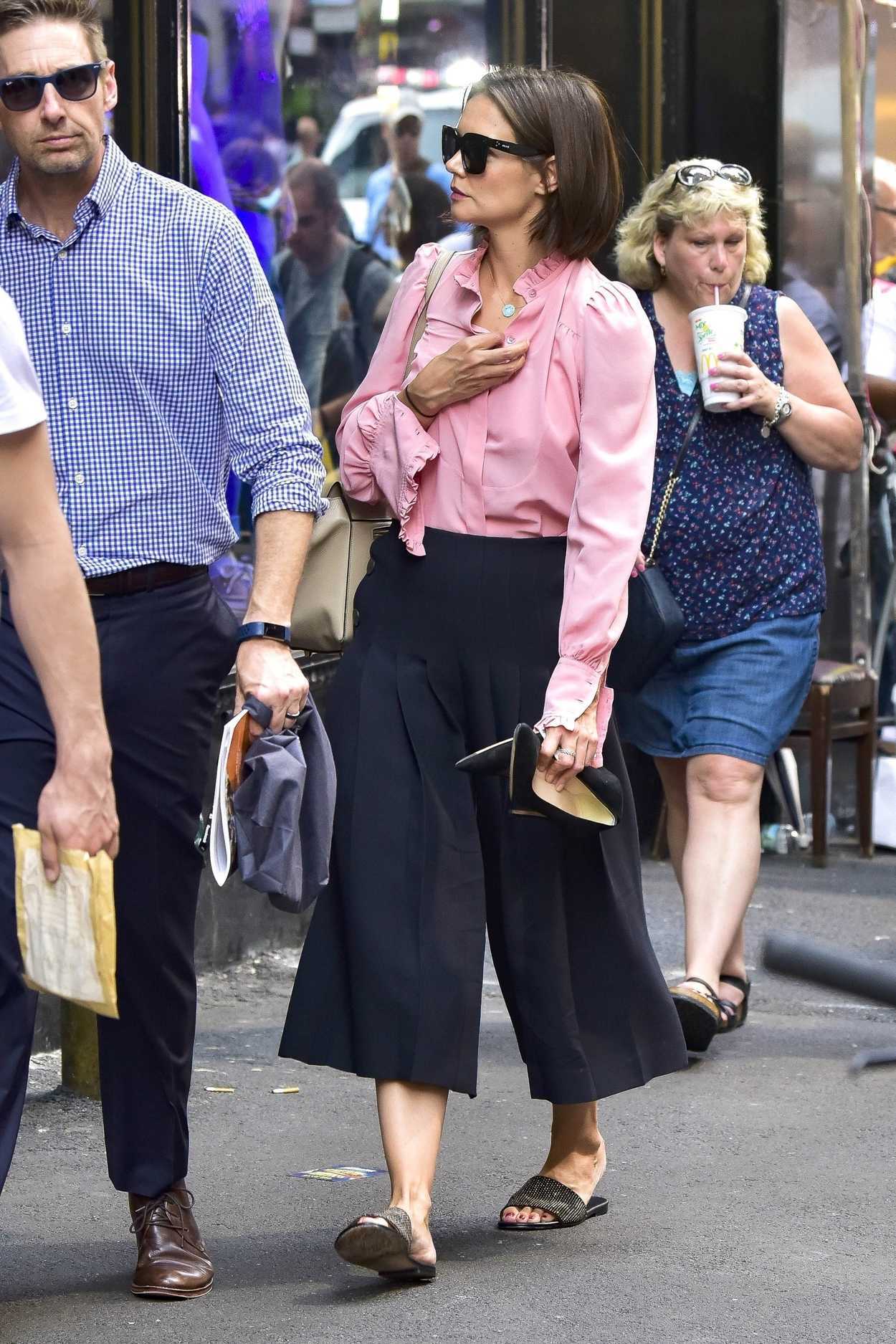 Katie Holmes in a Pink Blouse