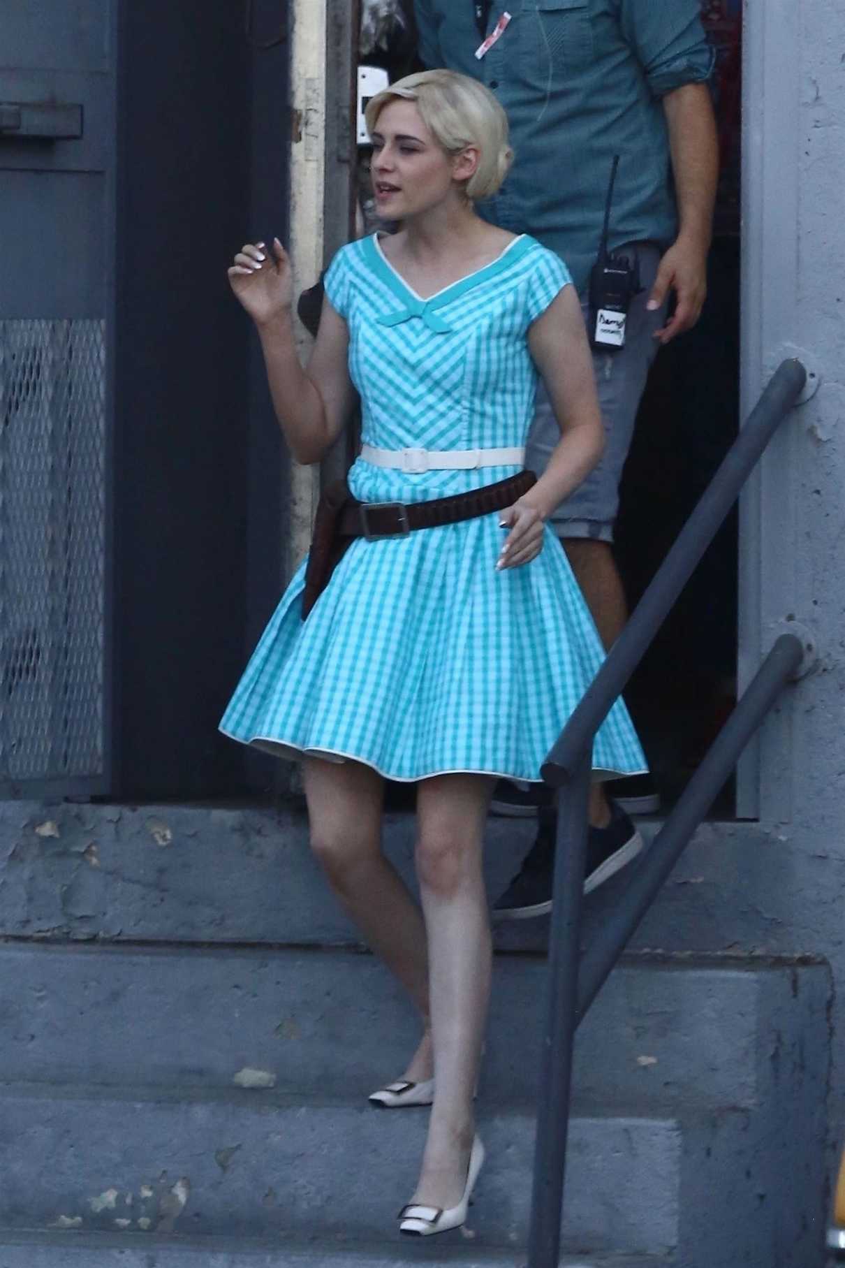 Kristen Stewart in a Blue Dress