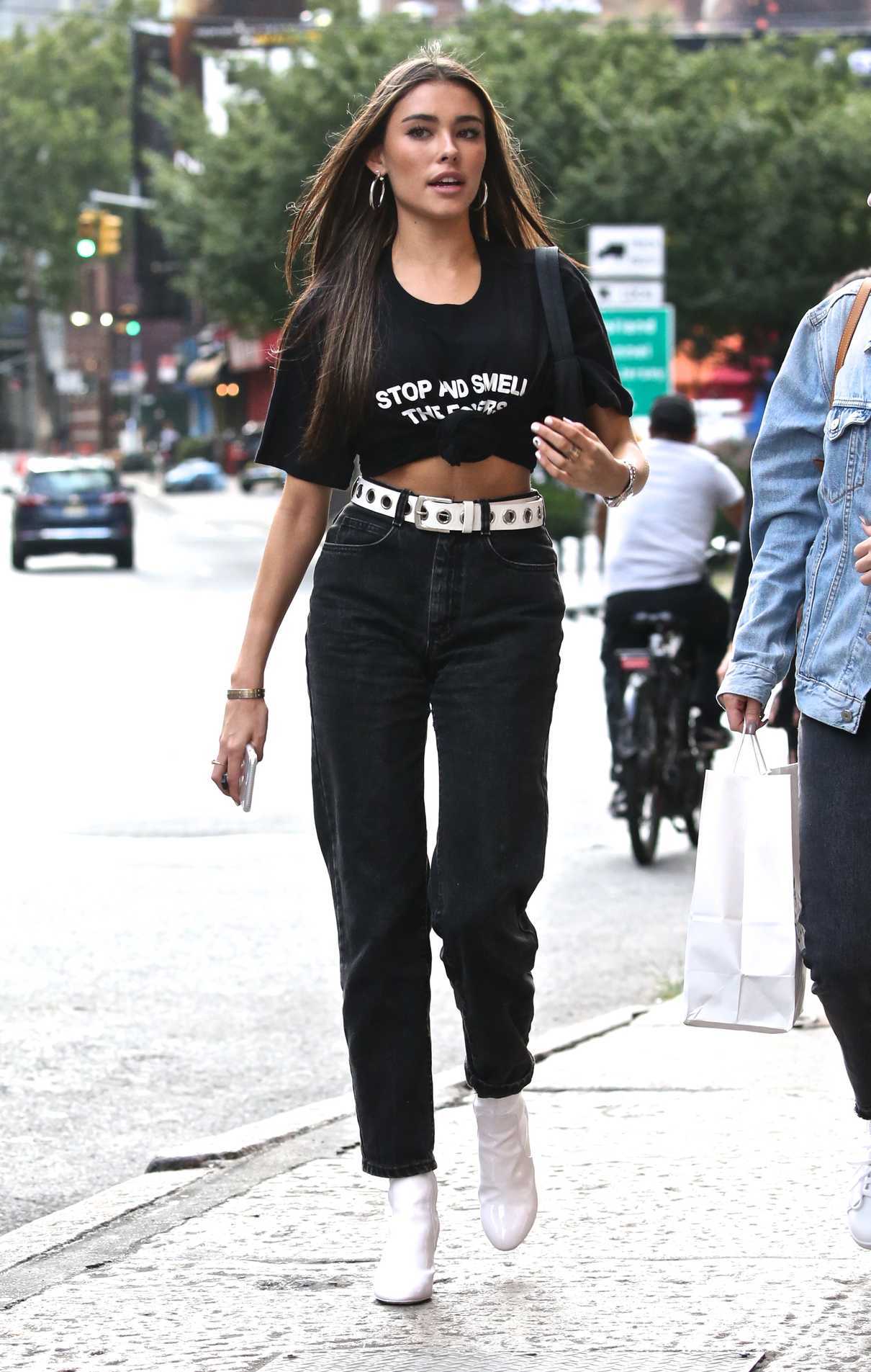 Madison Beer in a Black T-Shirt