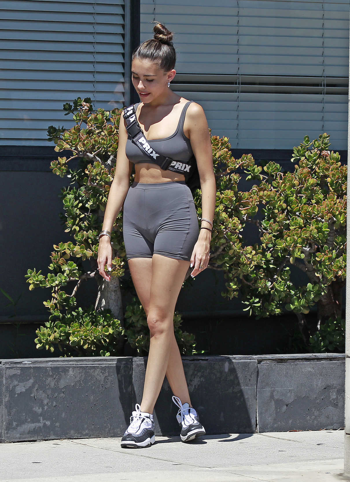 Madison Beer in a Gray Workout Clothes