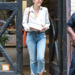 Maggie Gyllenhaal in a White Blouse Goes Shopping Out in New York 08/19/2018