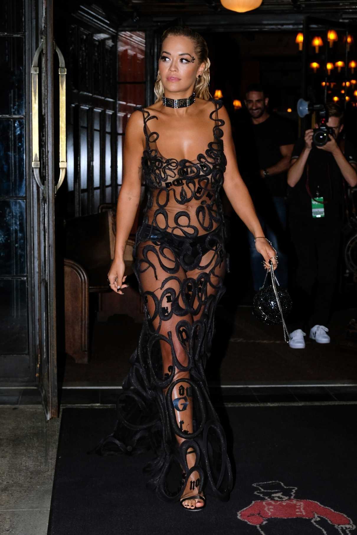 Rita Ora in a Transparent Dress