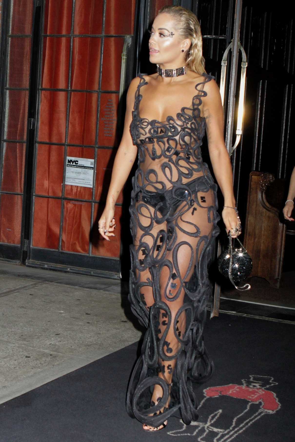 Rita Ora in a Transparent Dress