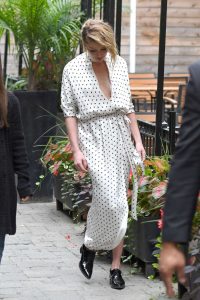 Amber Heard in a White Butterfly Print Dress