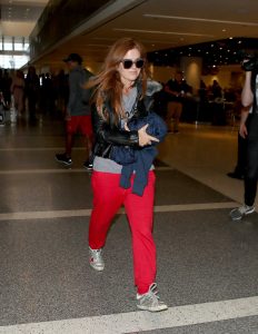 Isla Fisher in a Red Pants