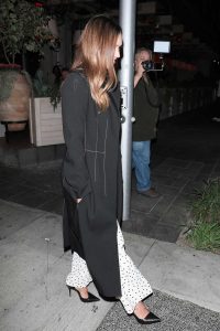 Jessica Alba in a Black Trench Coat