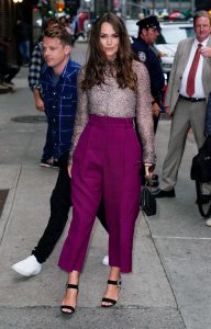 Keira Knightley in a Lilac Trousers