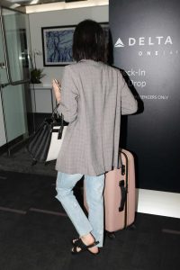 Lucy Hale in a Gray Jacket
