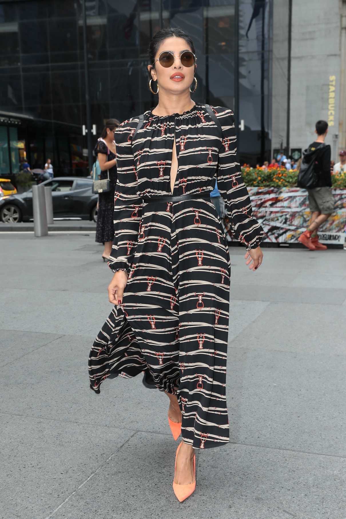 Priyanka Chopra in an Orange High Heel Shoes Was Seen Out in New York ...