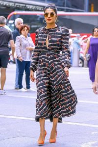 Priyanka Chopra in an Orange High Heel Shoes