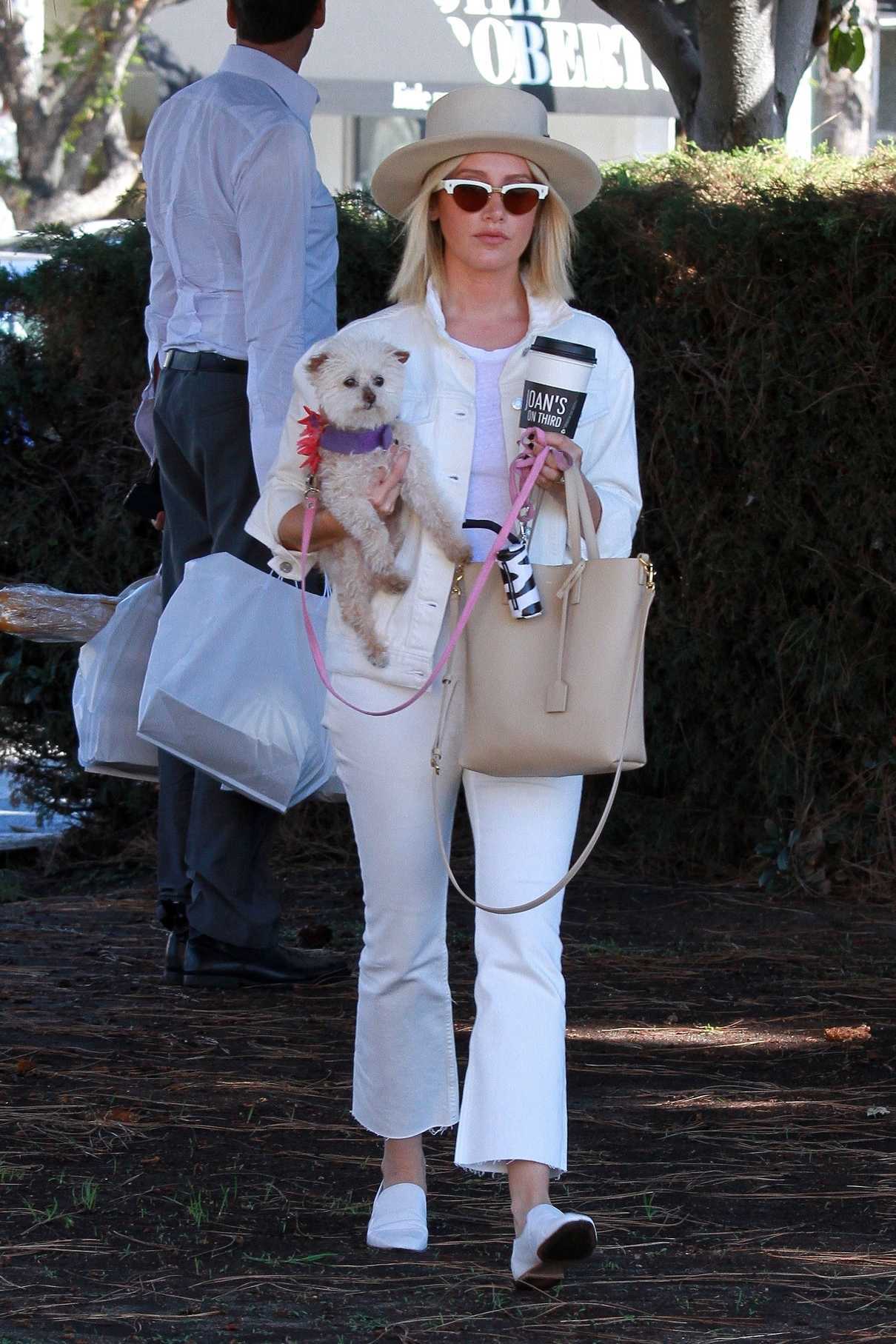 Ashley Tisdale in a White Denim Suit