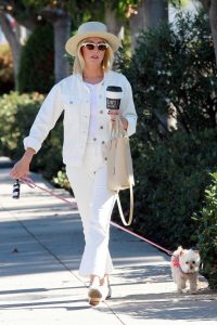 Ashley Tisdale in a White Denim Suit