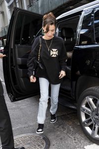 Bella Hadid in a Black Sweatshirt