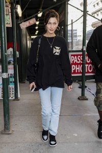 Bella Hadid in a Black Sweatshirt
