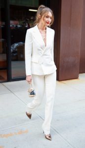 Gigi Hadid in a White Suit