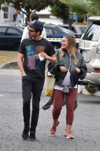 Hilary Duff in a Gray Bomber Jacket