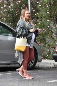 Hilary Duff in a Gray Bomber Jacket