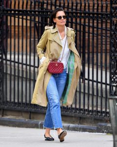 Katie Holmes in a Yellow Trench Coat