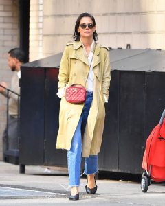 Katie Holmes in a Yellow Trench Coat