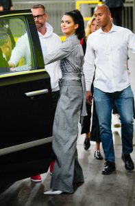 Kendall Jenner in a Gray Trousers