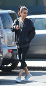Mila Kunis in a Black Workout Clothes