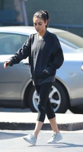 Mila Kunis in a Black Workout Clothes