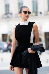 Nina Dobrev in a Short Black Dress