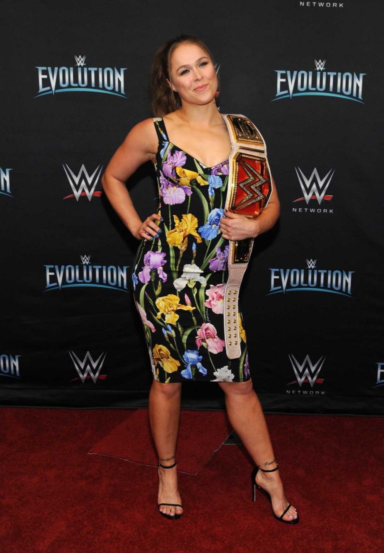 Ronda Rousey Attends WWE’s First Ever All-Women’s Event Evolution Red