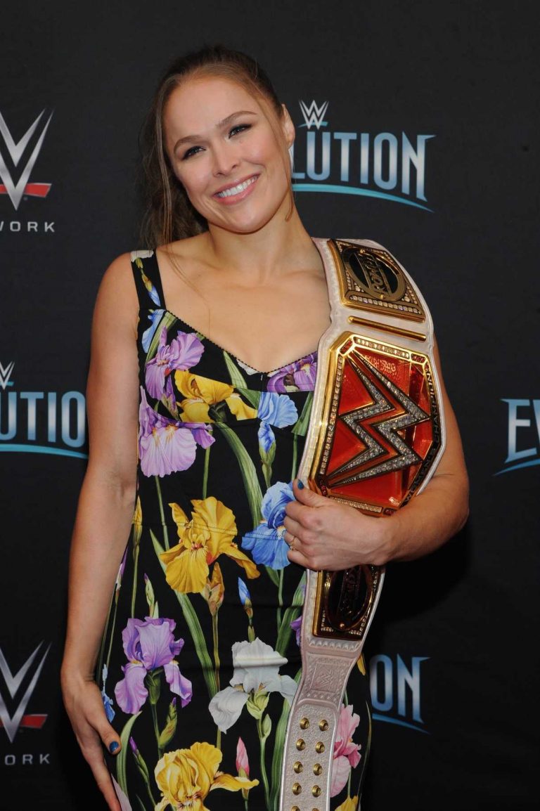 Ronda Rousey Attends WWE’s First Ever All-Women’s Event Evolution Red