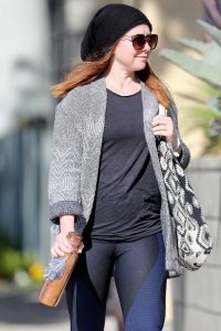 Alyson Hannigan in a Gray Cardigan