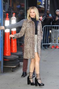 Ashley Tisdale in a Leopard Print Fur Coat