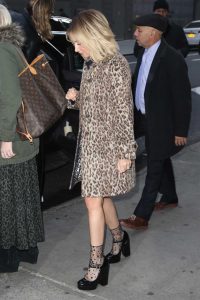 Ashley Tisdale in a Leopard Print Fur Coat