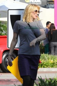 Courtney Love in a Gray T-Shirt