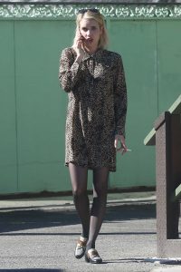 Emma Roberts in a Leopard Print Dress
