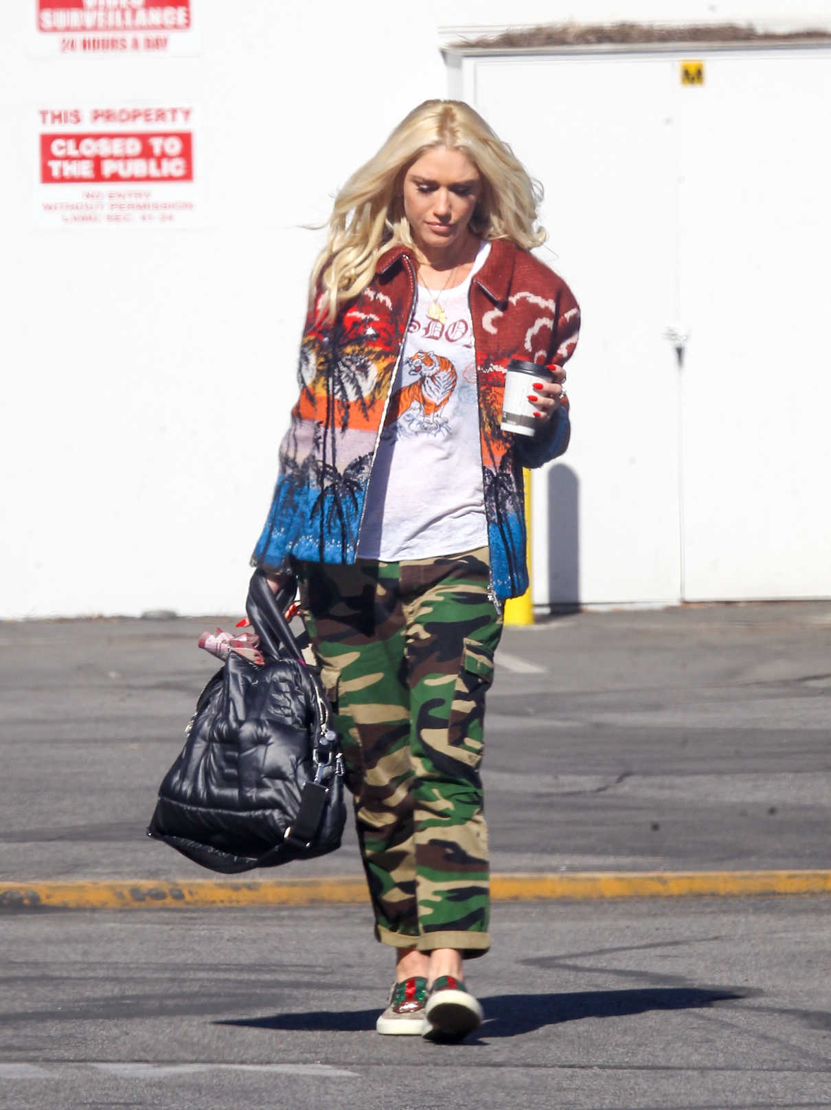 Gwen Stefani in a Camo Trousers