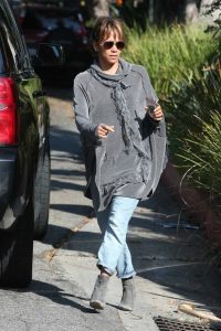 Halle Berry in a Gray Cardigan