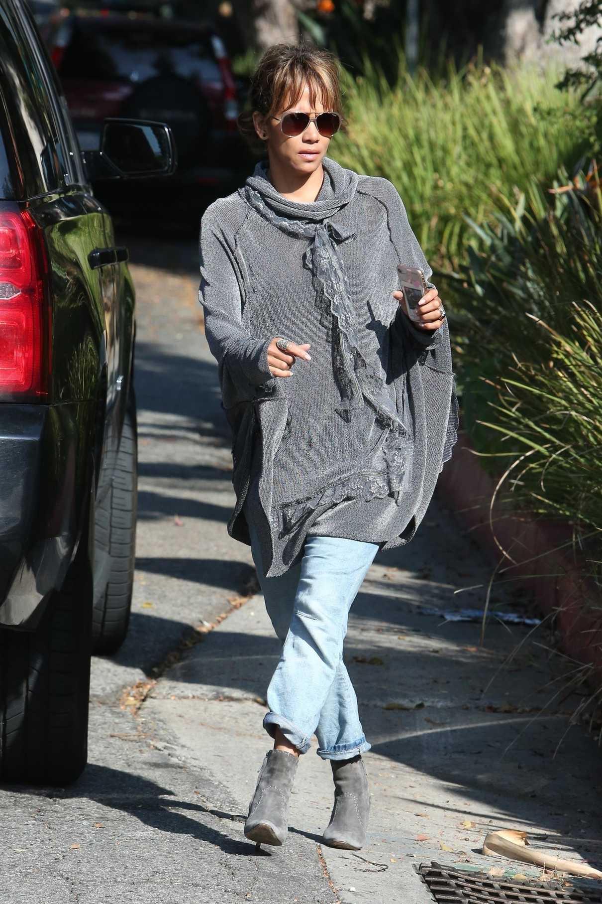 Halle Berry in a Gray Cardigan Was Spotted Out in Los Angeles 11/24 ...
