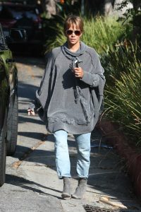 Halle Berry in a Gray Cardigan