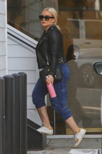Hilary Duff in a Black Leather Jacket