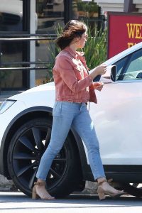 Jenna Dewan in a Red Denim Jacket