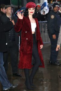 Jessie J in a Red Fur Coat