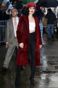 Jessie J in a Red Fur Coat