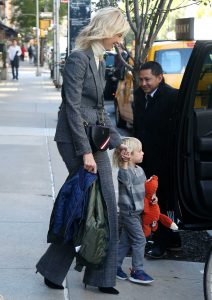 Karolina Kurkova in a Gray Suit