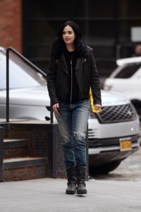 Krysten Ritter in a Blue Ripped Jeans