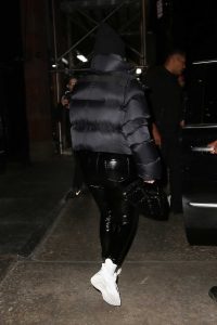 Kylie Jenner in a Black Down-Padded Coat